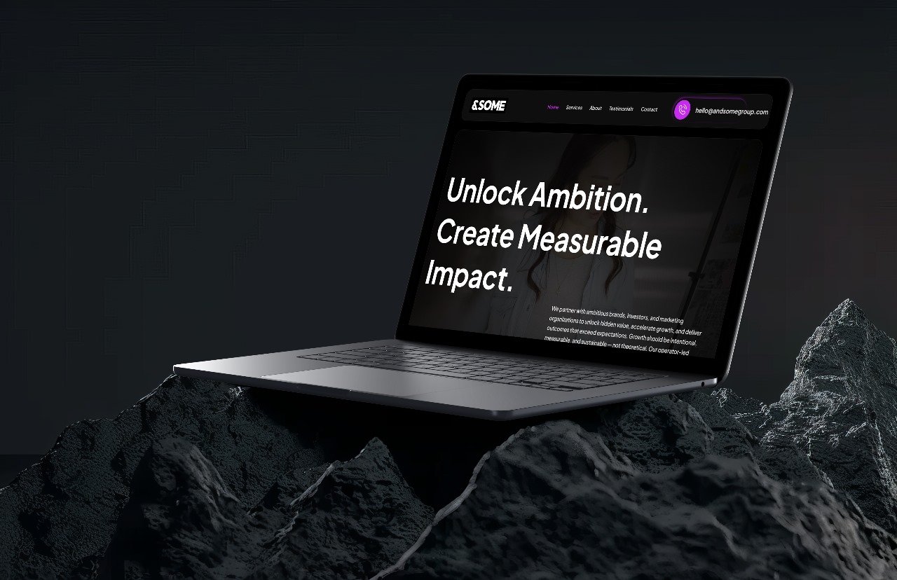 Real TzExperts client site shown on a laptop mockup — a growth consultancy homepage built during our design and development process